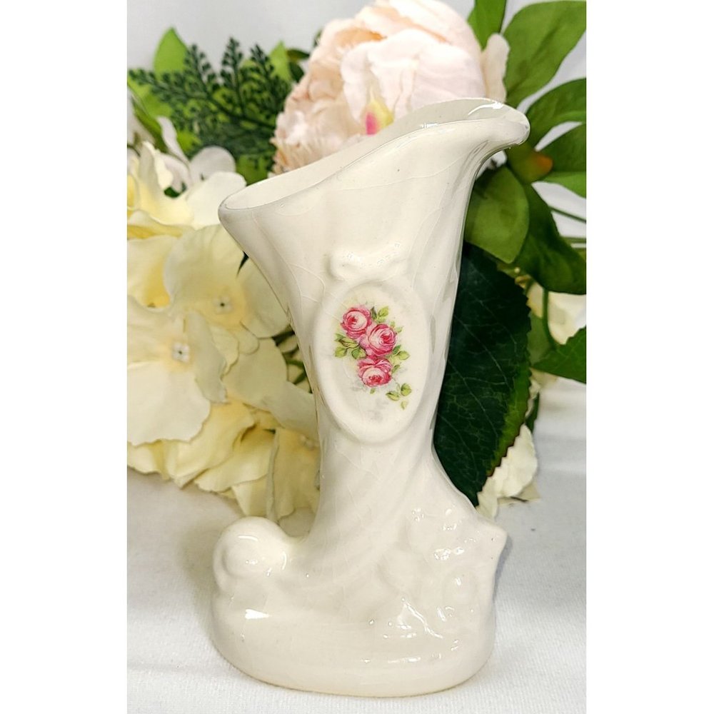 Vintage ivory Cornucopia vase